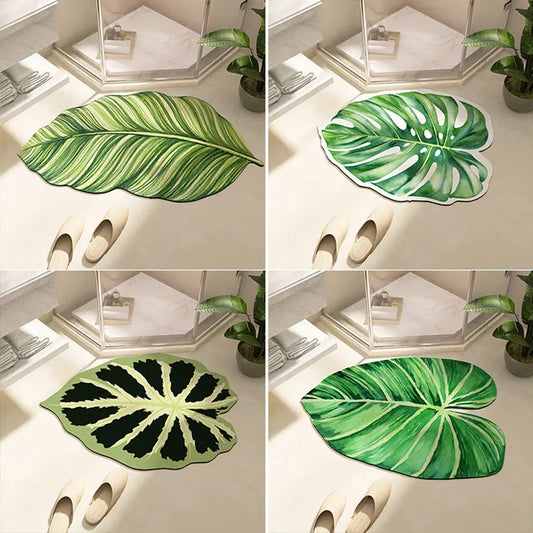 Bathroom Mat U Shape Leaf